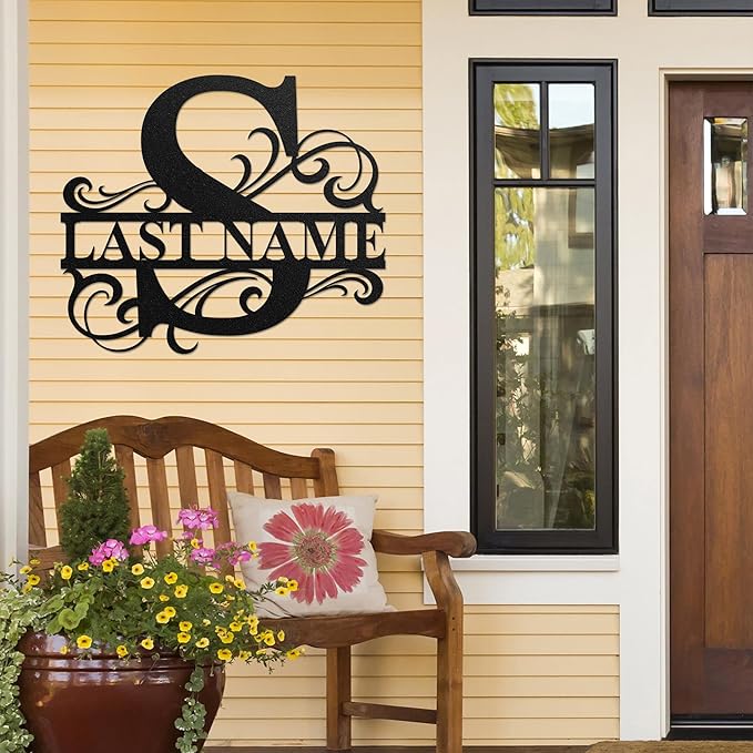 LULLBABYMALL Custom Metal Signs - Last Name Sign, Split Letter Monogram, Letter S, Family Name Wall Art, Outdoor Metal Signs, Personalized Wedding Gift