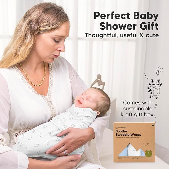KeaBabies 3-Pack Organic Baby Swaddle Sleep Sacks - Swaddles for Newborns, Infant 0-3 Months, Baby Girls, Boys, Soft & Snug Newborn Sleep Sack, Nursery Swaddling Blankets (Abc Land Cloud)