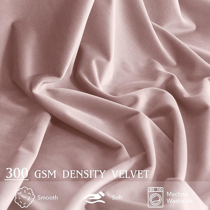 StangH Velvet Pinch Pleated Curtains 108 inches Long, Soft Thermal Insulated Room Darkening Window Drapes Dusty Pink Decorative Sliding Door Curtains for Girls Bedroom, W38 x L108, 2 Panels