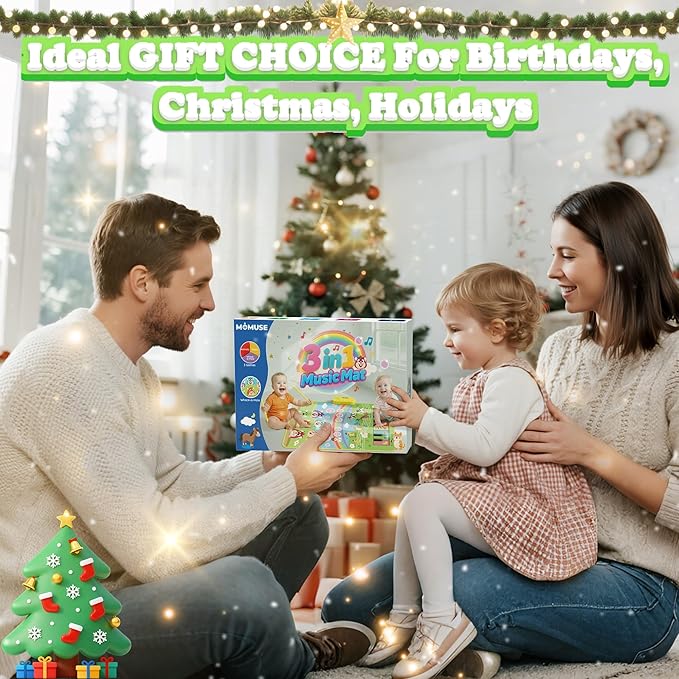 MOMUSE 3-in-1 Floor Piano Mat for Kids, Whack-a-Mole Game Music Play Mat with 30 Sound & Function Keys, Sensory Musical Toys for Baby Girls Boys Toddlers 1 2 3 4 5 6 Years Old