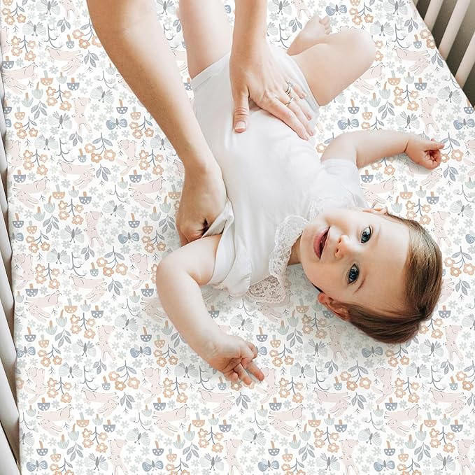KeaBabies 2-Pack Baby Crib Sheets for Boys, Girls - 52x28 Viscose Derived from Bamboo Toddler Bed Sheets Neutral, Fitted Crib Mattress Cover for Standard Baby Bedding, Soft & Cozy (Prairie)
