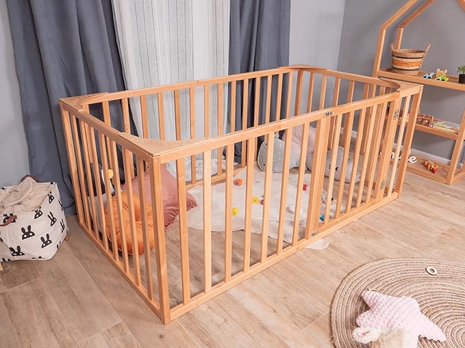 BUSY WOOD Montessori Bed for Toddlers - Toddler Floor Bed Twin - Montessori Bed Full - Floor Beds for Toddlers 1-4 Years - Queen Bed, King, Small Size Bed - Made in Europe (Model 20)