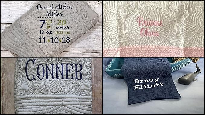Personalized Baby Blanket Baby Quilt Monogrammed Blankets for Boys and Girls Embroidered Baby Gifts Letter & Date