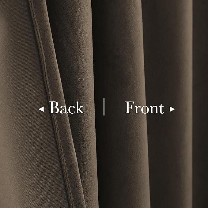 StangH Brown Velvet Curtains Thermal Insulated Room Darkening, Privacy Protect Decorative Drapes for Bedroom Living Room Cafe Bar Home Theater, 52 x 84 inches, 2 Panels