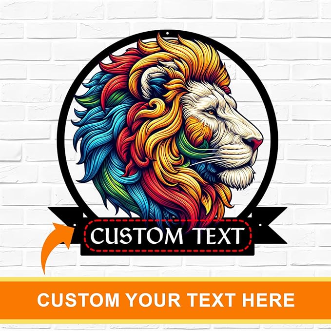 Metal Signs Customized, Lion Wall Decor for Living Room/Bedroom/Office, Personalized Birthday/Christmas/New Home Gift for Nature Lover/Brother