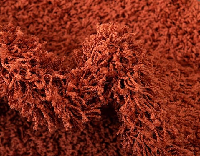 Unique Loom Solid Shag Collection Area Rug (3' 3" x 5' 3" Oval, Terracotta)