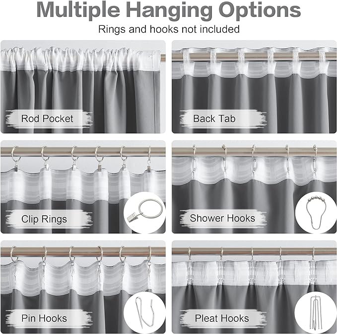 DUALIFE Sliding Door Blinds, Patio Door Curtains 2 Panels, Extra Wide Privacy Drapes/Draperies for Loft Guestroom 70 Inch Width by 84 Inch Length, Back Tab and Rod Pocke, Grey