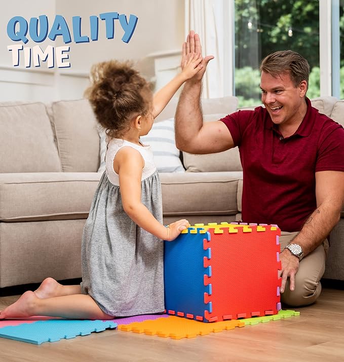 TOYVELT Foam Puzzle Floor Mat for Kids 12x12-32 Interlocking Play Mat Tiles with Colors - Educational Large Puzzle Foam Floor Tiles for Crawling, Non-Toxic