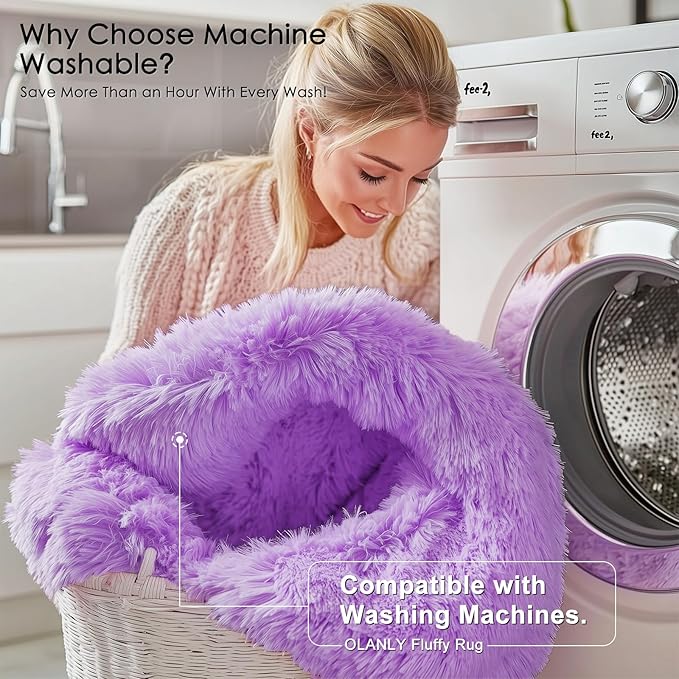 OLANLY 9x12 Machine Washable Large Area Rugs for Living Room, Bedroom, Soft Fluffy Shaggy Bedside Rug, Indoor Floor Carpet for Kids Girls and Boys, Dorms, Nursery, Home Decor Aesthetic, Purple