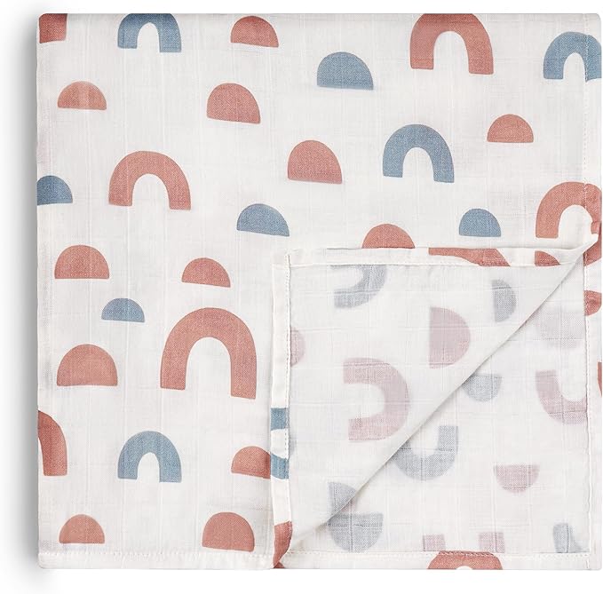 HECCEI Muslin Swaddle Blanket - Large Baby Muslin Blanket 47 x 47 inches, Breathable & Soft Gender Neutral Receiving Blanket for Newborn Boys and Girls, Rounded Arches