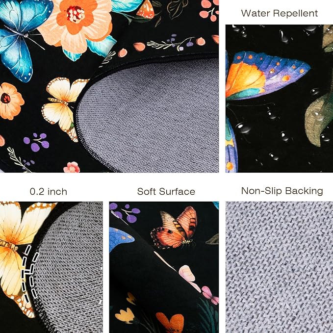 8x10 Machine Washable Area Rug, Non-Slip Large Vintage Floral Floor Rugs for Kids, Low Pile Room Carpet for Living Room, Bedroom, Dining Room & Nursery(8x10 Black Floral)