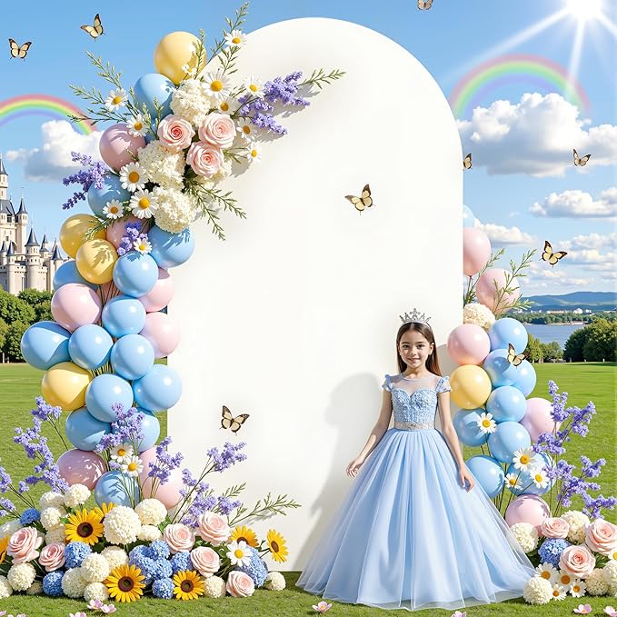 Ivory Arch Backdrop Cover 6FT Spandex Fitted Wedding Arch Stand Covers Round Top Chiara Arch Covers Stretchy Backdrop Cover for Birthday Party Ceremony Banquet Decoration
