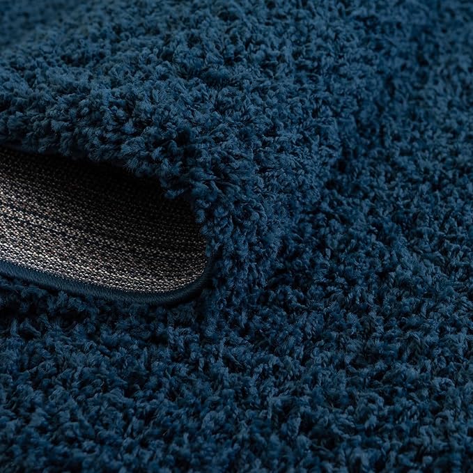 Unique Loom Solid Shag Collection Area Rug (5' 1" x 8' Oval, Sapphire Blue/ Navy Blue)