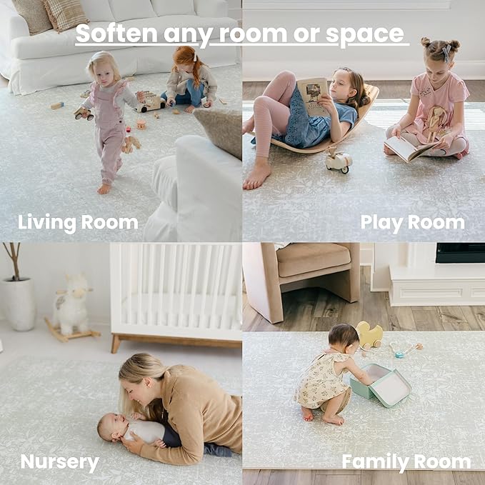 Baby Play Mat for Floor - Eden (6x8ft) - Premium EVA Foam Play Mat for Babies & Toddlers (Ages 0-5+) - Non-Toxic Playmat for Tummy Time, Crawling & Playroom - Stylish & Comfortable
