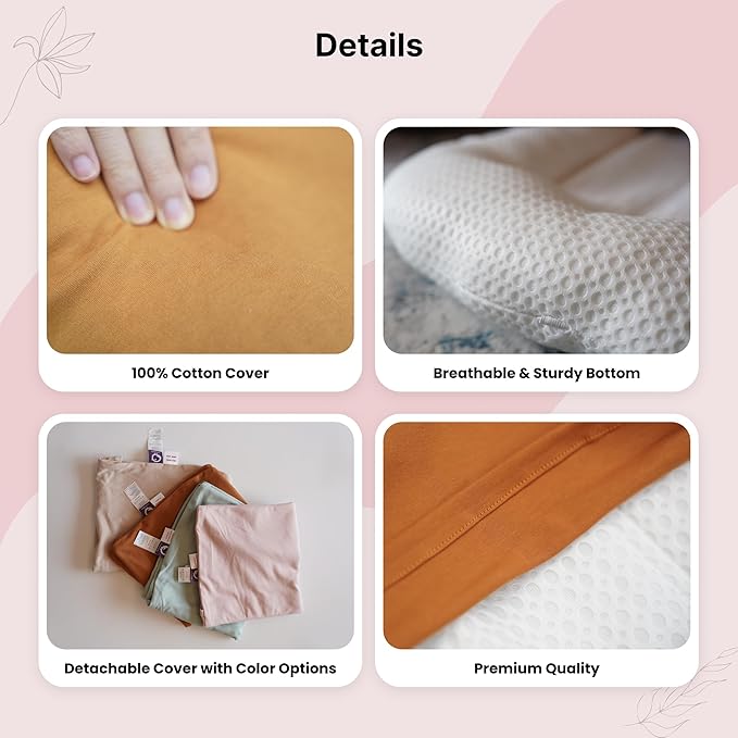 CooCooBaby Infant Lounger, Baby Nest Cover for Baby Girls & Boys, Newborn Essentials for Baby 0-12 Months, 100% Cotton Breathable (Mistyrose)