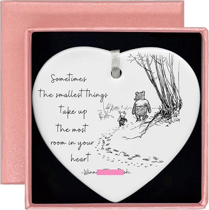 Heart Shaped Christmas Ornament-Sometimes The Smallest Things Matter-Inspirational Gift for Mom Dad Teacher Friend Grandparent Godparent Ceramic Keepsake Decor