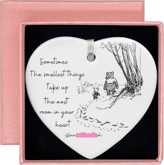 Heart Shaped Christmas Ornament-Sometimes The Smallest Things Matter-Inspirational Gift for Mom Dad Teacher Friend Grandparent Godparent Ceramic Keepsake Decor