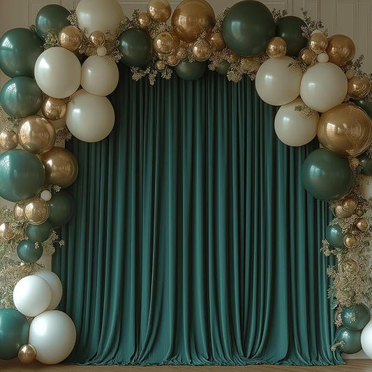 10x10FT Dark Green Backdrop Curtains for Wedding Parties, Wrinkle Free Photo Backdrop Curtains for Wedding Birthday Party Baby Shower, Fabric Drape with Rod Pockets 5ft x 10ft, 2 Panels