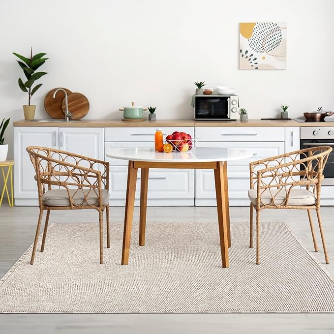 LUXE WEAVERS Solid Machine Woven Beige 5x7 Area Rug, Indoor Stain-Resistant Carpet
