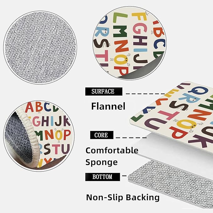 Large ABC Kids Area Rugs5x7ft, Kindergarten and Preschool Educational Learning Alphabet Area Rugs Playroom Kids Puzzle Rugs Suitable for Children's Rooms,For Nursery, Classroom, Baby Daycare