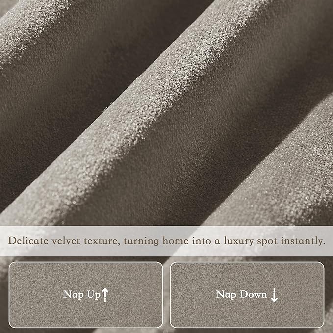 StangH 90 inch Camel Beige Velvet Curtains,Pinch Pleat Thermal Insulated Bedroom Drapes with Hooks Elegant Light Blocking Track Curtains for Home Office, W40 x L90, 2 Panels