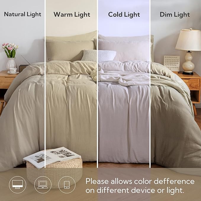 MILDLY Muslin Duvet Cover Twin - 100% Washed Cotton Linen Like Gauze Comforter Cover 2 Pieces Breathable & Lightweight for All Season