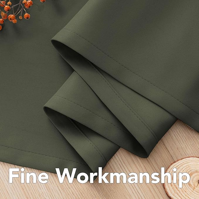 H.VERSAILTEX Blackout Curtains for Bedroom Thermal Insulated Room Darkening Living Room Curtains 84 Inch Long Grommet Privacy Protection Window Curtain Panels/Drapes for Nursery, 2 Panels, Olive