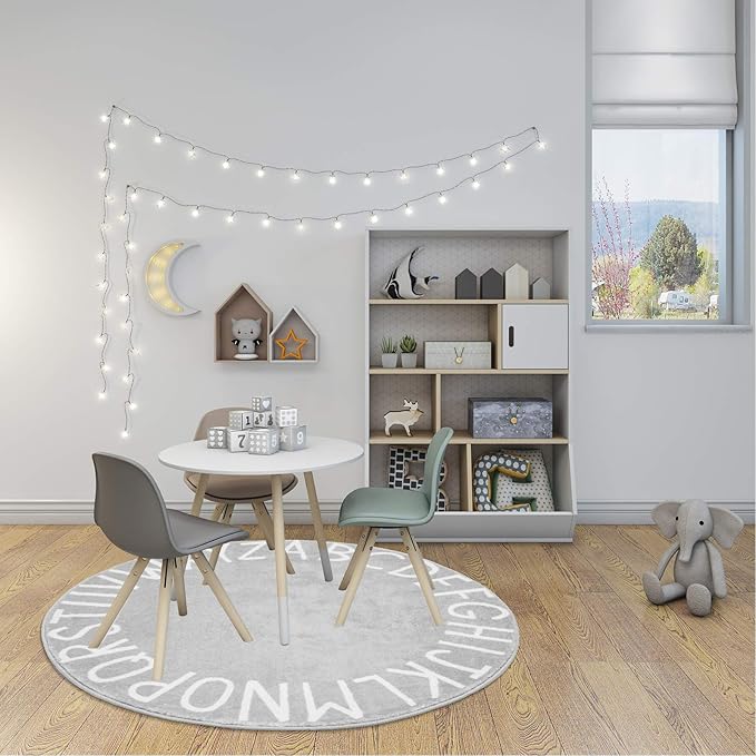 Topotdor Round Kids Play Rug Alphabet Nursery Area Rug Extra Large Soft Crawling Play Mat for Children Toddlers Bedroom (63 inch, Grey)