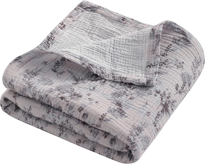 NTBAY 2 Layer Muslin Cotton Baby Swaddle Blanket, 42x60 Soft and Breathable Receiving for Newborns and Infants, Perfect for Crib, Stroller, Travel, Lightweight Nursery Blanket, Vintage Bloom