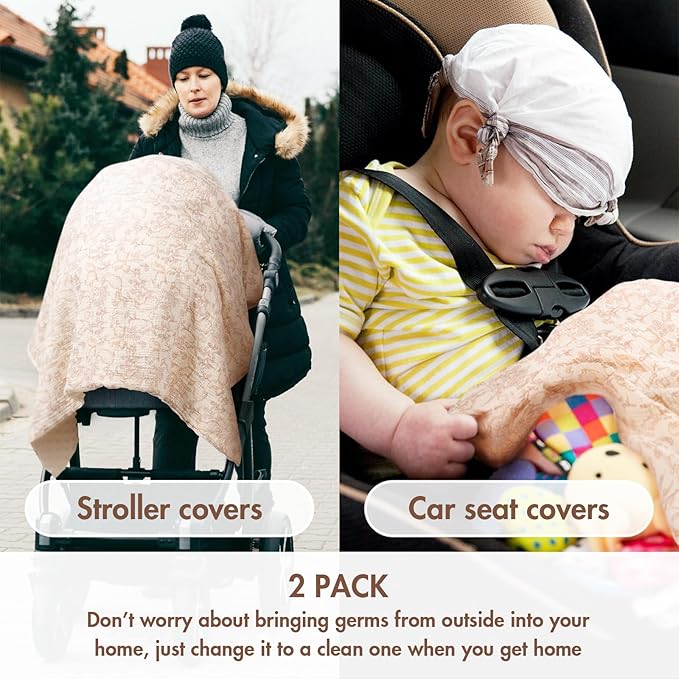 2-Pack Muslin Minky Baby Blanket for Boys and Girls - Soft Baby Blankets, Nursery Minky Blankets with Muslin Cotton Front and Dotted Fleece Backing, Cozy and Lightweight Newborn Blanket