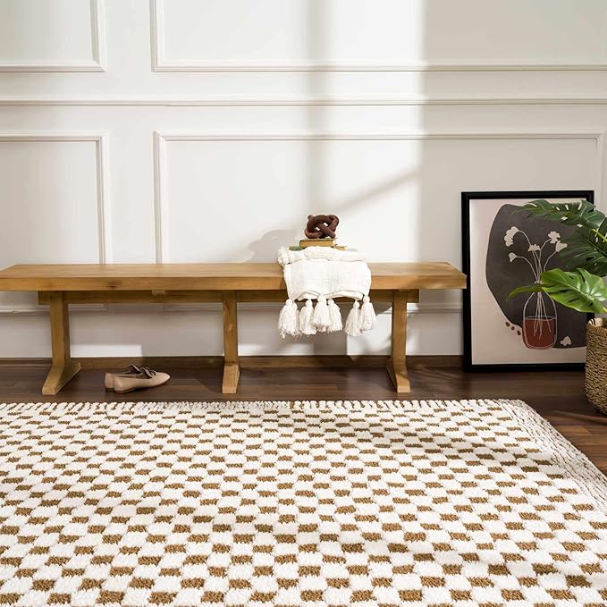 Hauteloom Leryn Living Room, Bedroom Area Rug - Farmhouse - High Pile - Bone - 9'2" x 12'