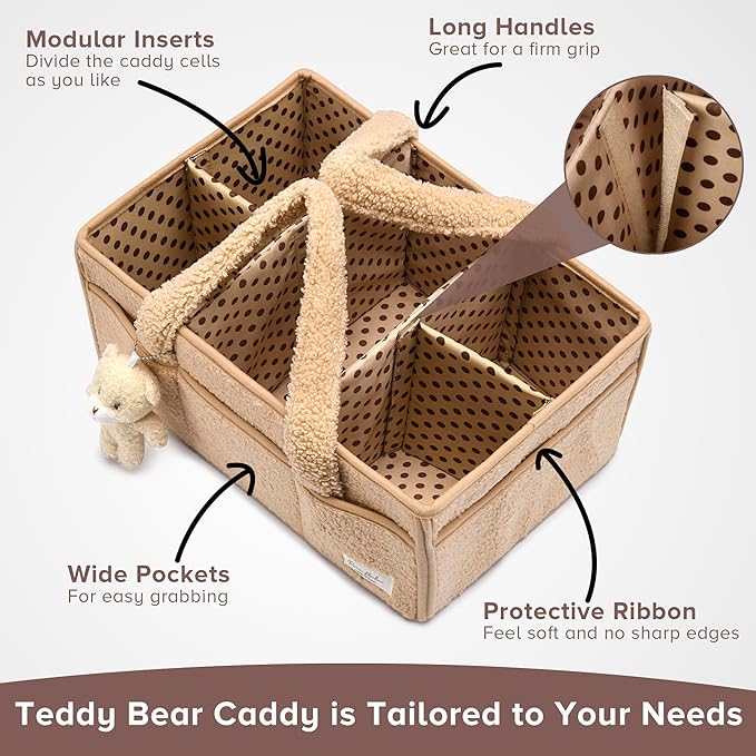 PeraBella Diaper Caddy Organizer for Changing Table, Storage Basket for Wipes, Gift for Baby Shower, Car Organizer, Nursery Organizer, Portable Storage