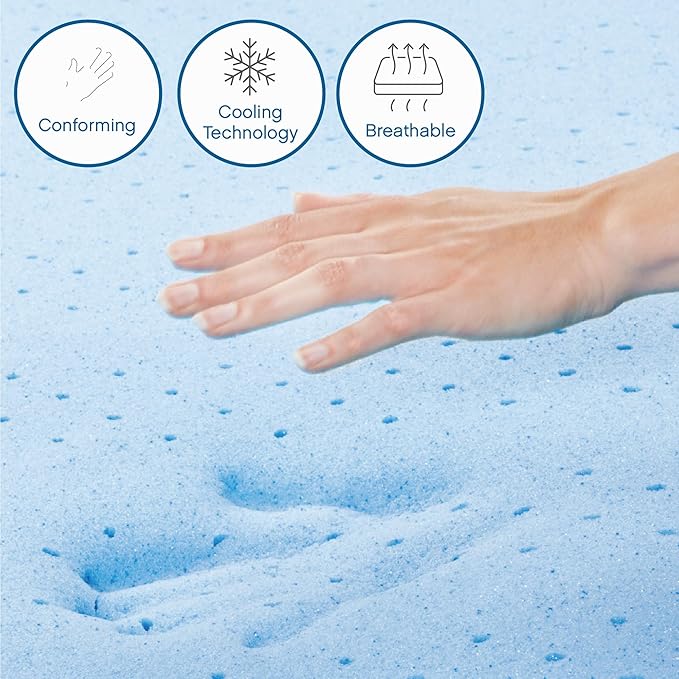 Cool Gel 12 Inch Twin XL Mattress Memory Foam Medium Firm, Gel Memory Foam Mattress Twin XL Cooling, Made in the USA, 12" Depth with Pressure Relief, CertiPUR-US Certified Fiberglass Free, Bed