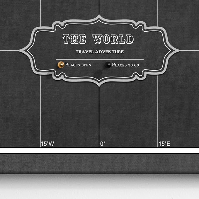 Canvas World Map with Cork Pin Board - English Lettering - Decorative Wall Decoration for All Rooms - Canvas Pictures with World Map Motif (70x50 cm, Pattern 7)
