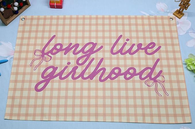 Girl Boho Rectangular Banner Flag Wall Decor Gift for Baby Girl Kids,Nursery Classroom Homeschool Playroom Reading Room Decor-Long Live Girlhood-Baby Present Shower,Birthday Christmas Gift