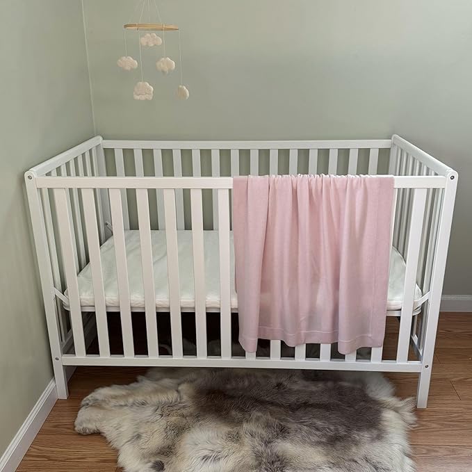Jet&Bo BABY 100% Cashmere Baby Blanket Luxe Knit Design in Pink - 32" x 40" - Ultra Soft, Hypoallergenic & Temperature Regulating - Gift Box and Card Included