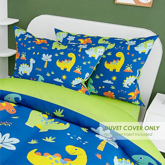 SANDJEST Dinosaur Design Duvet Cover Sets Twin Size for Kids Boys, Include 1 Comforter Cover 68x86 Inches and 1 Pillowcase 20x26 Inches, Comforter Not Included, Gift for Christmas Birthday
