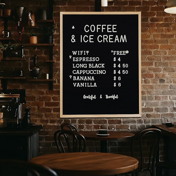 Large Felt Letter Board 24x30 Inch with 6 Sets of Letters Felt Message Board Wooden Frame Letter Board for Baby Announcements, Milestones, Wall Mount Menu & Office Decor