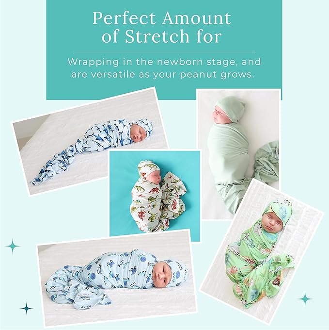 Posh Peanut Baby Swaddle Blanket & Beanie - Matching Newborn Swaddle Set, Doubles As Receiving Blanket or Nursing Cover (Sharks)