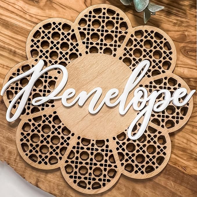 Chillever - Personalized Name Sign for Nursery, Custom Wooden Boho Floral Name Signs, Exquisite Nursery Decor and Wall Art for Girl or Boy Room, Baby Room Decoratións, Custom Boho Flower Wall Decor