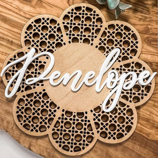 Chillever - Personalized Name Sign for Nursery, Custom Wooden Boho Floral Name Signs, Exquisite Nursery Decor and Wall Art for Girl or Boy Room, Baby Room Decoratións, Custom Boho Flower Wall Decor