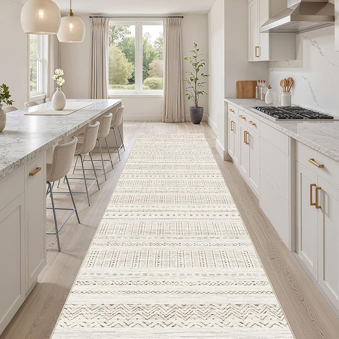 Area Rugs for Living Room Washable Living Room Rug Soft Neutral Indoor Floor Carpet Non-Slip Stain Resistant Modern Boho Rugs for Bedroom Dining Room Kids Room Nursery Office Home Brown Cream