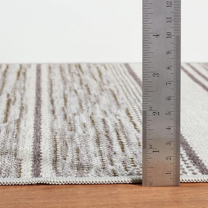 Dash & Albert Ellington Stripe Grey Machine Washable Rug, 5 X 8 Feet, Grey Stripe Pattern