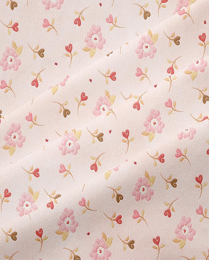 Pink and White Duvet Cover Queen Size - 3 Pcs Floral Flower Leaf Pattern Printed Reversible Microfiber Comforter Cover Bedding Set - 90X90 Soft Aesthetic Cottage Preppy Bedroom Decor for Women Girls