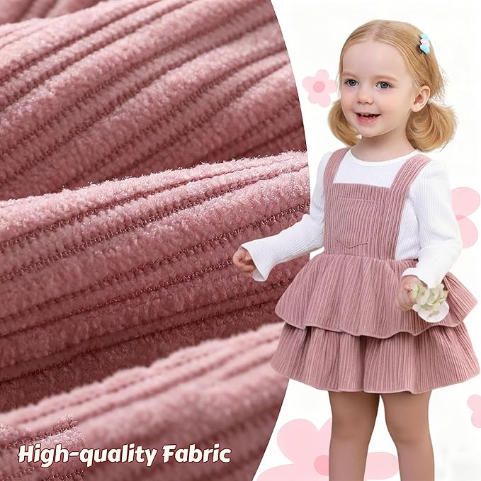 YOUNGER TREE Newborn Baby Girl Fall Winter Outfits Long Sleeve Romper Corduroy Overall Dress Infant Skirt Clothes Sets