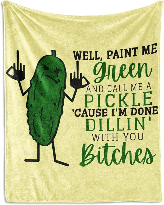 Pickle Throw Blanket for Baby - 30x40 Inches Lap Size - Soft Fluffy Cozy Blankets Gift - Beige Novelty Blanket Throws for Couch, Work