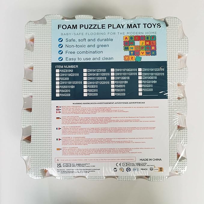 qqpp EVA Rubber 18 Tiles Interlocking Puzzle Foam Floor Mats - Baby Play Mat for Playing | Exercise Mat for Home Workout. Yellow, Blue, Green. QC-EGHb18N