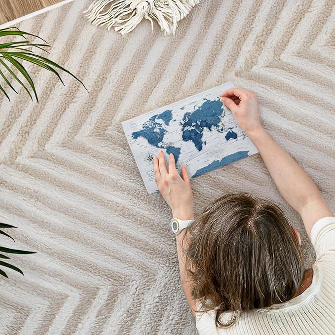 ElephantStock - My World Push Pin Map IV Wall Art - Horizontal Canvas Wall Art - Living Room Wall Decor - Unique Map Canvas Art - Blue And Decor - 12" x 8"