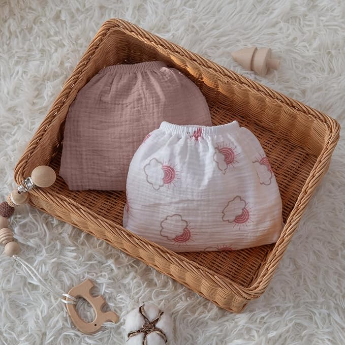 Muslin Bassinet Fitted Sheets, 2 Pack for Baby Boy and Girl, Soft Breathable Baby Pad/Mattress Sheet, Fit for Hourglass Oval and Rectangle Bassinet Mattress (Pink Cloud)