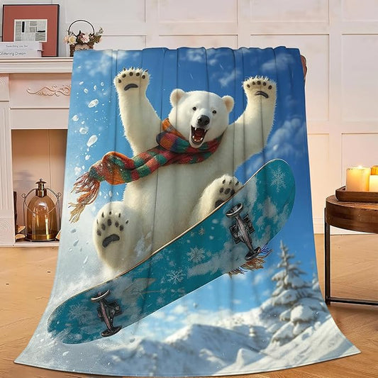Polar Bear Blanket Funny Polar Bear Throw Blanket Soft Cozy Fleece Fuzzy Plush Warm Stuff Bedding Nursery Toddler Baby Blankets Gifts for Boys Girls Kids Adult Men Women 50"X60"